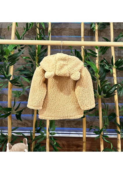 Peluş Polar Bebek Kapşonlu Fermuarlı Hırka Wellsoft Kahverengi modelleri