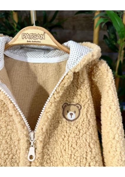Peluş Polar Bebek Kapşonlu Fermuarlı Hırka Wellsoft Kahverengi fırsatları