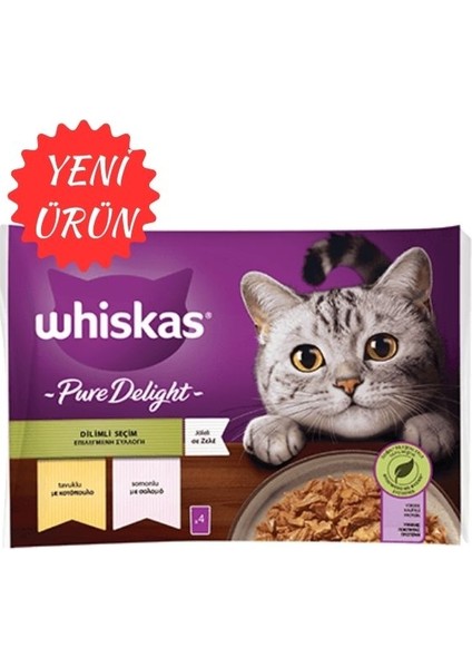 Pure Delight Dilimli Seçim Tavuklu ve Somonlu Yaş Mama 4X85 gr (13 Adet)