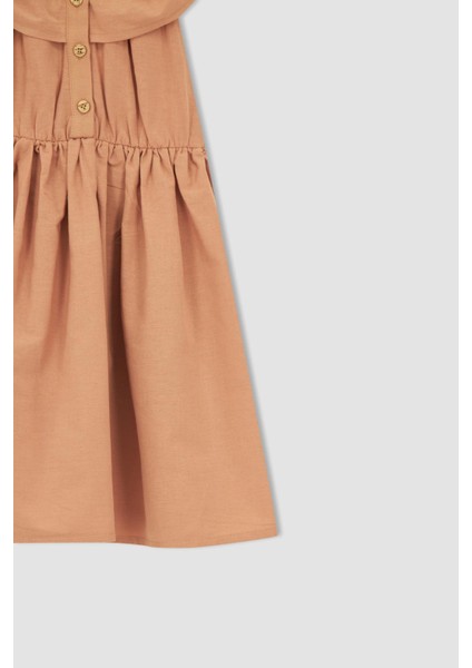 Kız Çocuk Esnek Carmen Yaka Kısa Kolsuz Poplin Elbise W7763A622SM