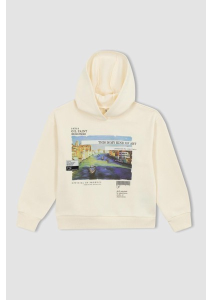 Kız Çocuk Kapüşonlu İçi Yumuşak Tüylü Sweatshirt Y9626A622WN