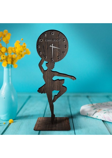 Kişiye Özel Ahşap Balerin Biblo Saat - 1