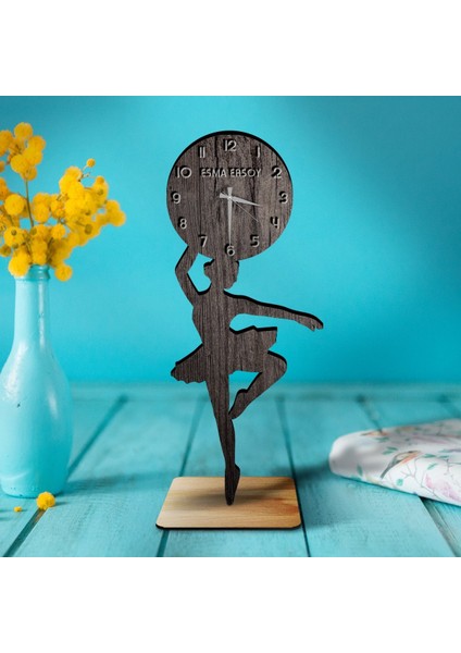 Kişiye Özel Ahşap Balerin Biblo Saat - 5