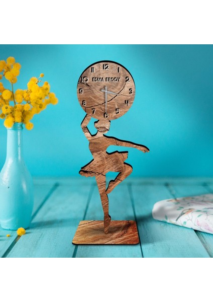 Kişiye Özel Ahşap Balerin Biblo Saat - 2