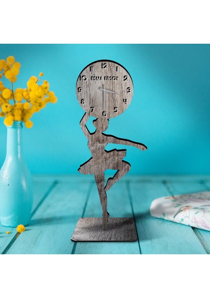 Kişiye Özel Ahşap Balerin Biblo Saat - 4