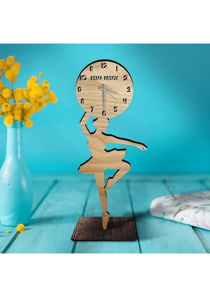 Kişiye Özel Ahşap Balerin Biblo Saat - 3