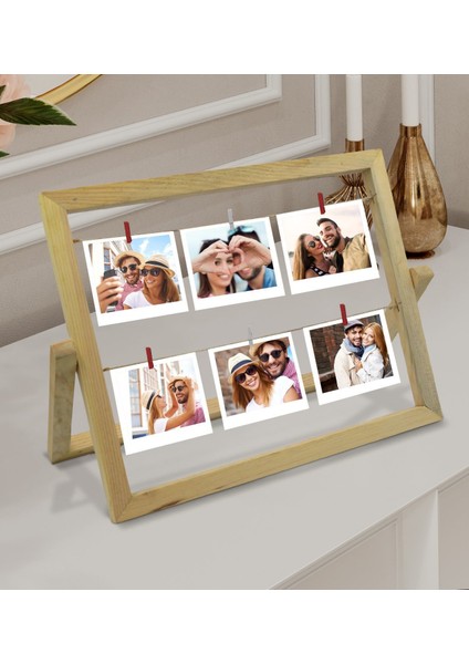 Gift Kişiye Özel 6 Fotoğraflı Masaüstü Ipli Mandallı Fotoğraf Çerçevesi fiyatları