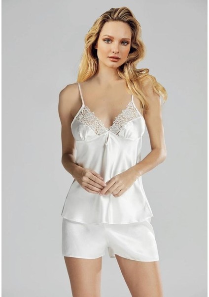 2005 Ekru Saten Kısa Gecelikli 6 Lı Çeyiz Seti modelleri