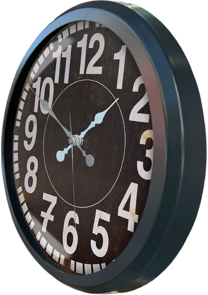 Gri Metal Çerçeveli Salon Ofis Otel Duvar Saati 52 cm A36
