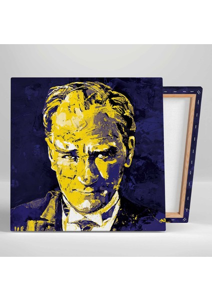 Mustafa Kemal Atatürk Sarı Lacivert Fenebahçe Kanvas Tablo