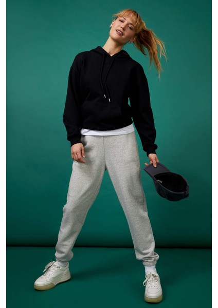 Beli Bağcıklı Cepli Relax Fit İçi Yumuşak Tüylü Jogger Eşofman Altı W1505AZ21WN