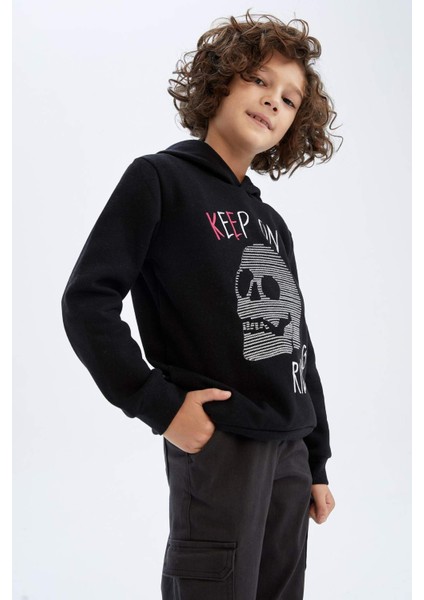 Erkek Çocuk Kapüşonlu Baskılı Sweatshirt Y7572A622WN indirimleri