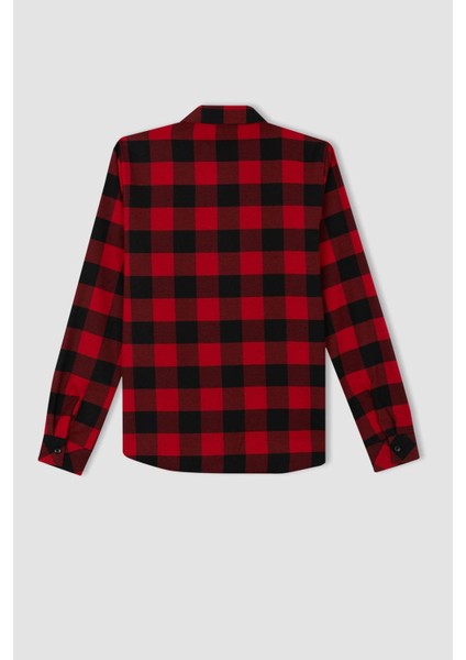 Regular Fit Gömlek Yaka Kareli Uzun Kollu Gömlek V3003AZ22AU
