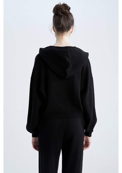 Kapüşonlu Relax Fit Triko Sweatshirt R1700Az21Au