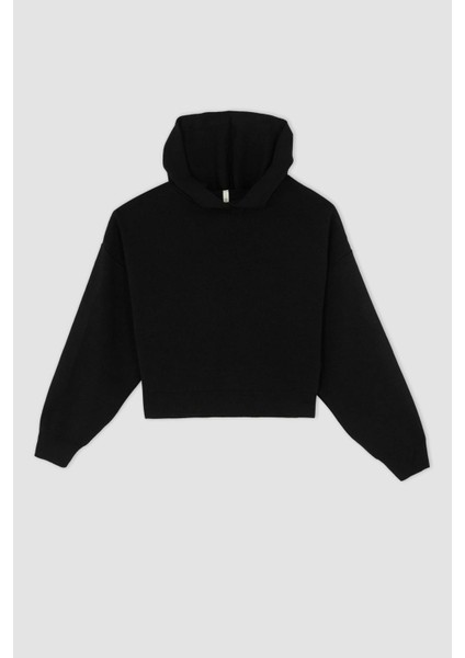 Kapüşonlu Relax Fit Triko Sweatshirt R1700Az21Au