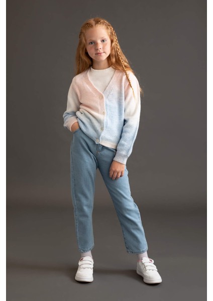 Kız Çocuk Regular Fit V Yaka Triko Hırka X9531A622WN fiyatları