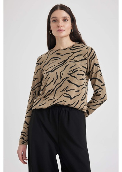Traditional Regular Fit Bisiklet Yaka Uzun Kollu Tişört Z1502AZ22AU