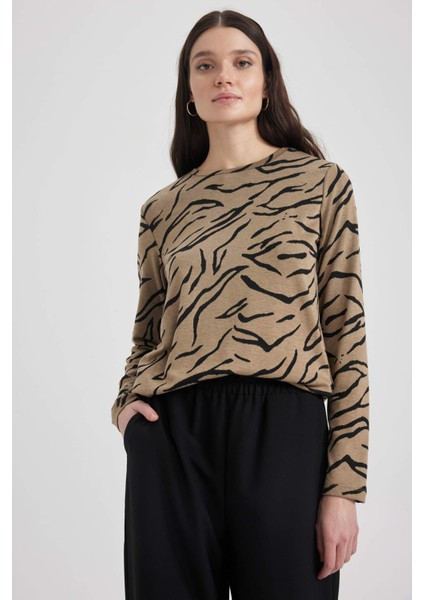 Traditional Regular Fit Bisiklet Yaka Uzun Kollu Tişört Z1502AZ22AU
