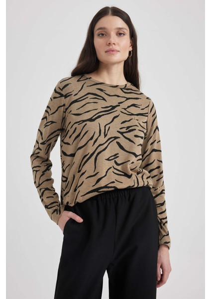 Traditional Regular Fit Bisiklet Yaka Uzun Kollu Tişört Z1502AZ22AU