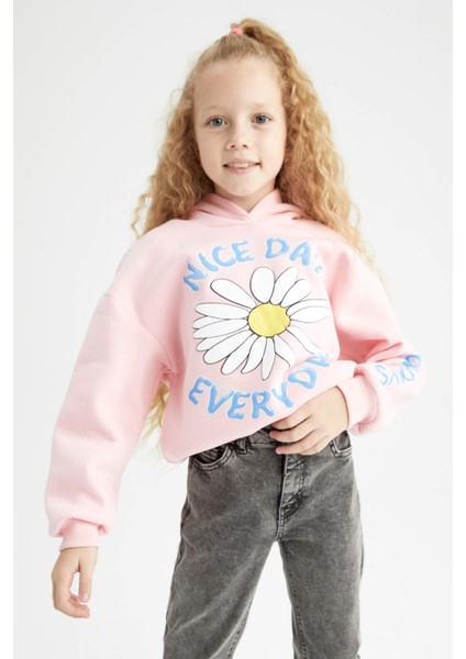 Kız Çocuk Kapüşonlu İçi Yumuşak Tüylü Sweatshirt Y3756A622AU