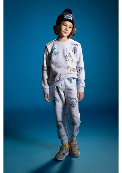 Erkek Çocuk Bisiklet Yaka Desenli Sweatshirt V9792A622WN