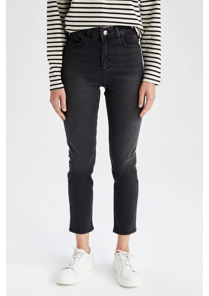 Vintage Slim Fit Yüksek Bel Jean Pantolon Y4668AZ22AU