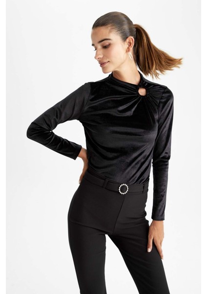 Fitted Bisiklet Yaka Uzun Kollu Tişört Z3000AZ22WN indirimleri