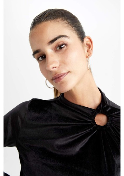 Fitted Bisiklet Yaka Uzun Kollu Tişört Z3000AZ22WN