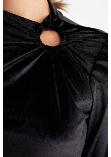 Fitted Bisiklet Yaka Uzun Kollu Tişört Z3000AZ22WN