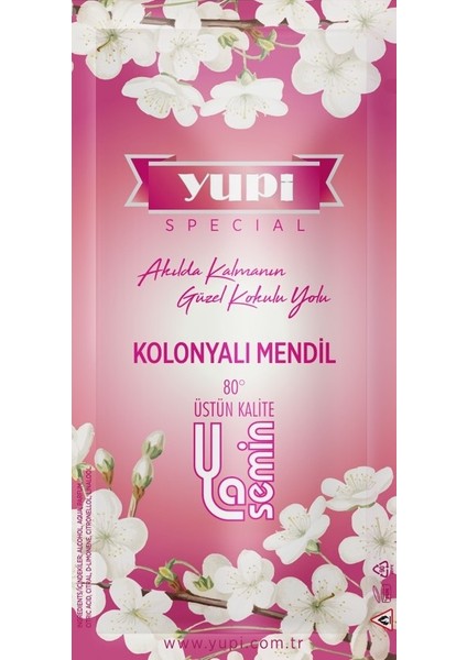Yupi Yasemin 80° EDP Parfümlü-Kolonyalı Mendil 25'li