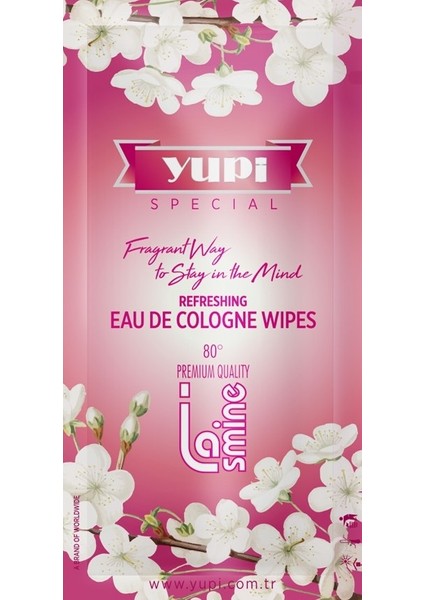 Yupi Yasemin 80° EDP Parfümlü-Kolonyalı Mendil 25'li