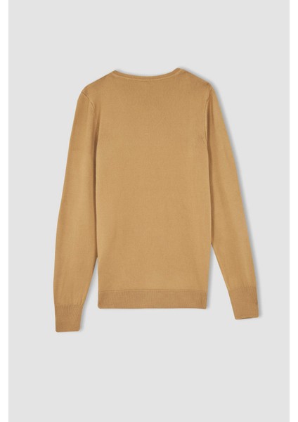 Regular Fit Basic V Yaka Ekstra Yumuşak Dokulu Kazak F7088AZ22WN