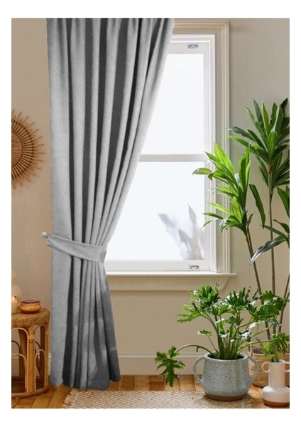 Açık Gri Petek Kadife Dokulu Fon Perde Düz Dikişli Ekstrafor Büzgü fiyatları