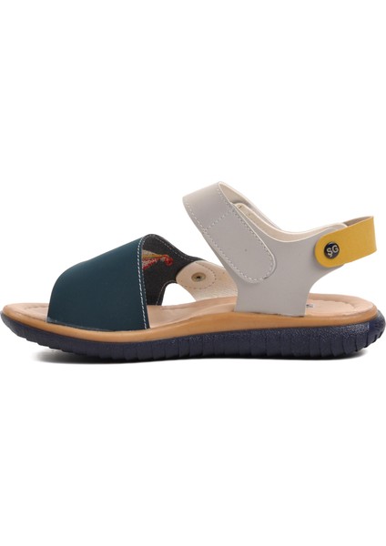 Ayakmod Şng 1540-F Lacivert Nubuk-Sarı-Krem Erkek Çocuk Sandalet