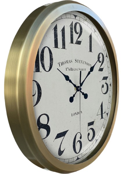 Eskitme Metal Çerçeveli Salon Ofis Otel Duvar Saati 52 cm A40