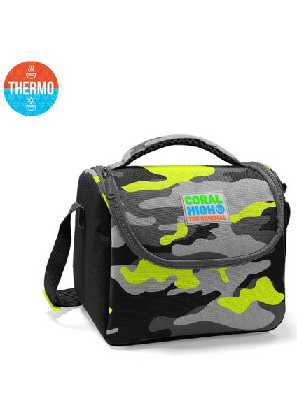 Coral High Kids Siyah Gri Kamuflaj Desenli Thermo Beslenme Çantası 11816