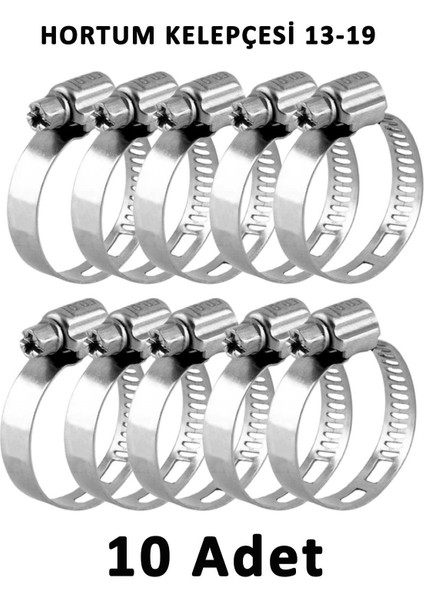 Ayarlı Metal Hortum Kelepçesi Vidalı 13-19 mm 10 Adet