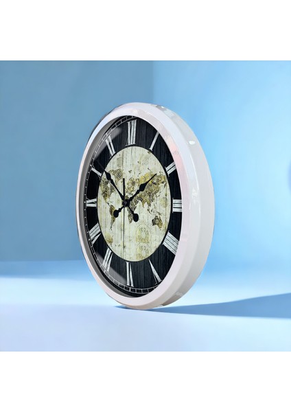 Beyaz Metal Çerçeveli Salon Ofis Otel Duvar Saati 52 cm A42 fiyatları