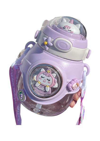 Student Outdoor Portatif Plastik Su Şişesi 1100ML Pipetli ve Taşıyıcılı (Yurt Dışından)