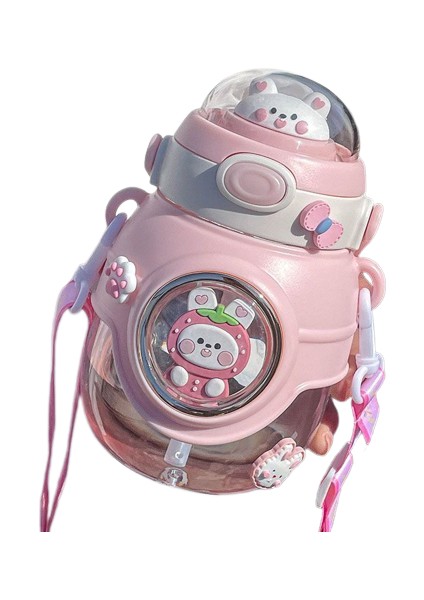 Student Outdoor Portatif Plastik Su Şişesi 1100ML Pipetli ve Taşıyıcılı (Yurt Dışından)