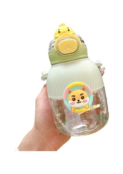 Kids Outdoor Portatif Plastik Su Şişesi 650ML Pipetli ve Taşıyıcılı (Yurt Dışından)