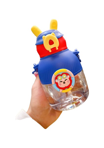 Kids Outdoor Portatif Plastik Su Şişesi 650ML Pipetli ve Taşıyıcılı (Yurt Dışından)