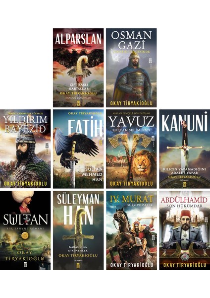 Osmanlı Padişahları:Alpararslan -Osman Gazi - Kanuni - Yavuz Sultan Selim Han - Okay Tiryakioğlu - 10'lu Set