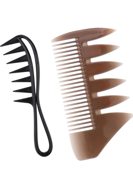 2x Erkek Yağlı Saç Pick Salon Boya Kuaförlük Styling Geniş Diş Tarak (Yurt Dışından)