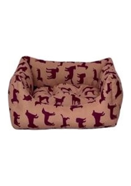 Uniform Bej-Bordo Kedi ve Köpek Yatağı S 40X50CM