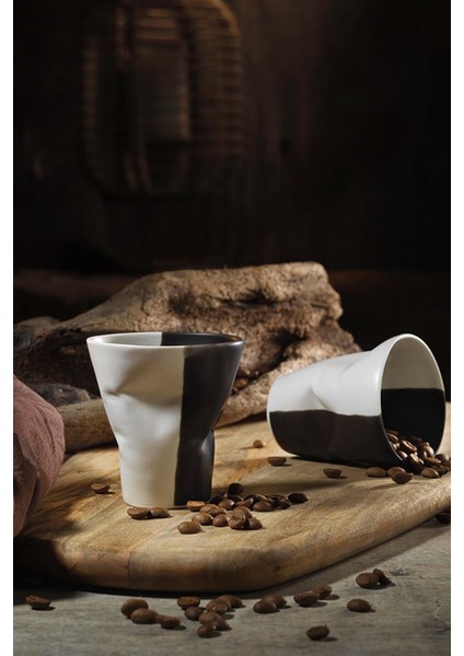 Crash 2 Kişilik Espresso Kahve Seti Kremsiyah