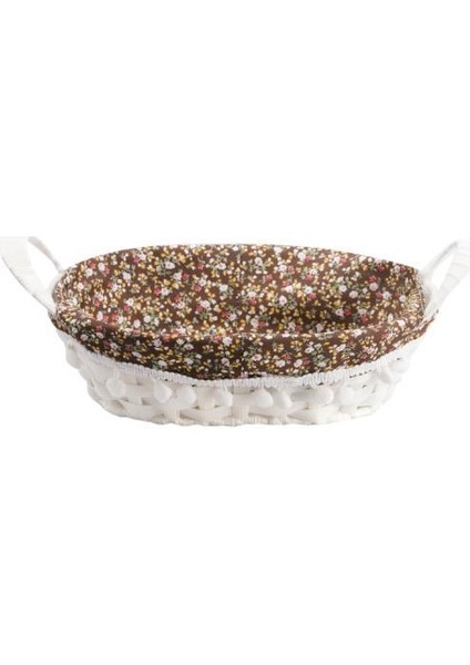 Beyaz Kahve Pvc Örgü Sepet 27X20CM