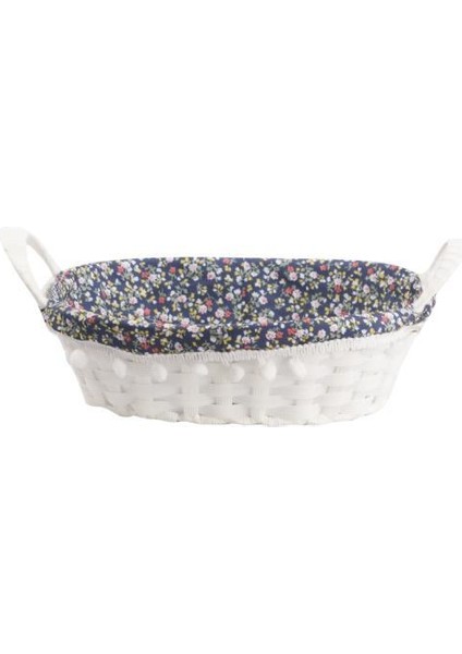 Beyaz Mavi Pvc Örgü Sepet 27X20CM