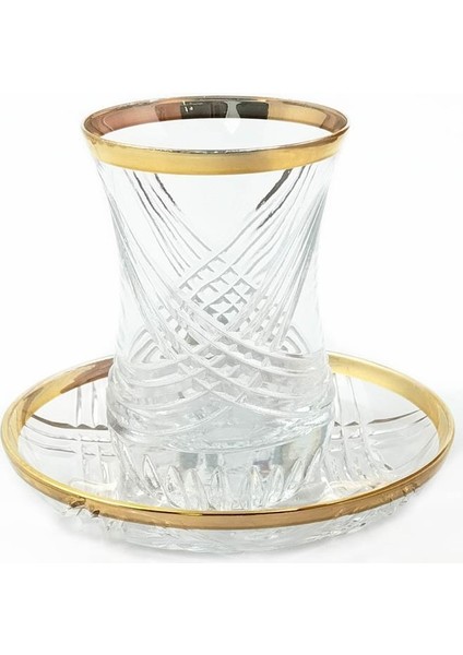 12 Parça Cam Altın Yaldızlı El Imalatı Kesme Çay Takımı Seti fiyatları