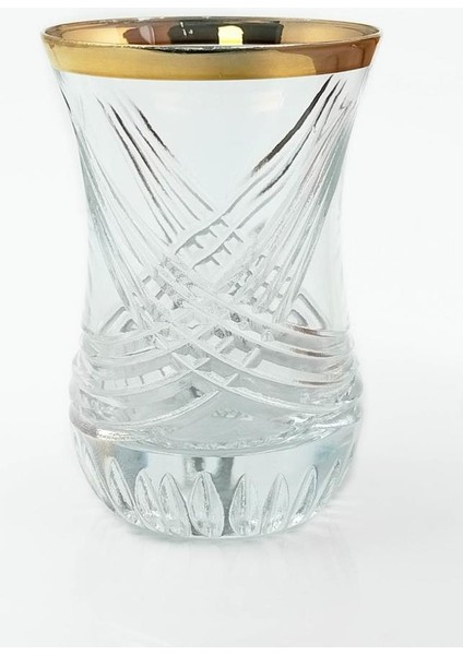 12 Parça Cam Altın Yaldızlı El Imalatı Kesme Çay Takımı Seti modelleri